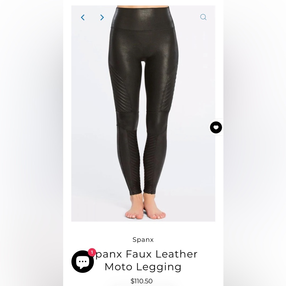 SPANX Black Faux Leather Moto Leggings